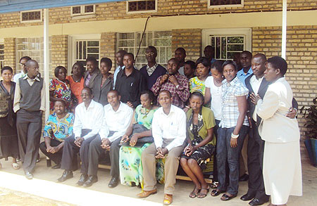 A group of trained teachers pose for photograph. (Photo: D. Sabiiti)