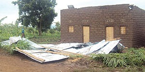 One of the  houses  that was destroyed by heavy rains in Kabarore sector in Gatsibo district. (Photo / D. Ngabonziza)