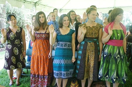 A cross section of the US Peace Corps volunteers taking the oath yesterday. (Courtesy Photo)