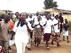 Ruhango women march to celebrate their achivements. Photo D Sabiiti