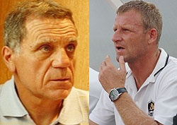 L-R : TP Mazembe Coach Diego Garzito ; APR Coach Erik Paske