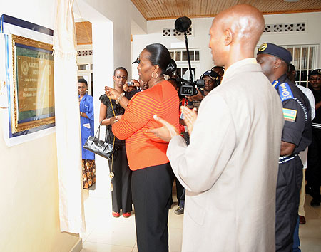 First Lady Jeannette Kagame inaugurates the Police Hospital Kacyiru on Tuesday. (Photo J Mbanda).