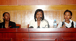 Monique Nsanzabaganwa, Monique Mukarulinza and Molly Rwigamba during the press conference yesterday (Photo; F. Goodman)