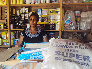 Immaculate Nyiramatama in her shop ready for the Common Market. (Photo by S. Rwembeho)