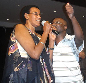 Marie Yohana the composer of the popular songu2019 Intsinzi Bana Bu2019uRwandau2019 singing at Serena, Friday(Photo Eugene Mutara)