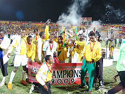 Atraco team parade with the 2008 Cecafa-Kagame Cup trophy in Sudan. (File photo)