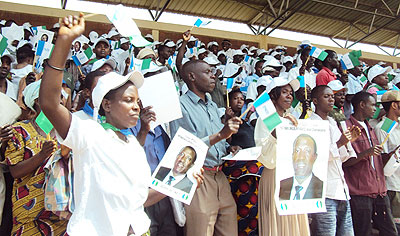 Members of the Social Democratic Party (PSD), at the presidential campaign launch in Muhanga. (Photo: D. Sabiiti)