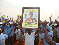 Supporters of PPC presidential candidate, Alvera Mukabaramba, await her arrival at Cyasemakamba in Kibungo. (Photo S. Rwembeho)