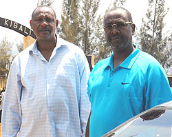 Alfred Kalisa (R) together with his brother, Alphonse Katarebe, after his release yesterday (Photo F Goodman)