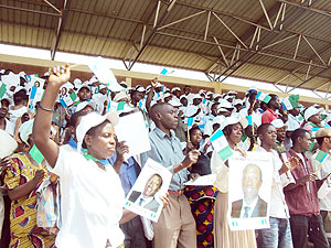 Members of the Social Democratic Party (PSD), at the presidential campaign launch in Muhanga.