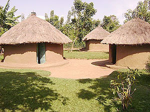 Grass thatched houses, that are about to be replaced by semi-permanent houses in the villages.