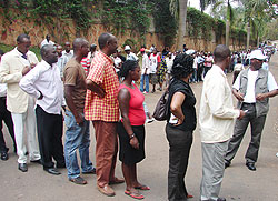 Rwandans in Uganda taking part in the recently concluded Presidential elections (File Photo)