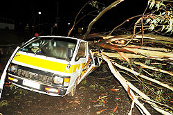 The scene of the accident last evening (Photo; T. Kisambira)