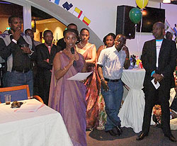 Ambassador Immaculee Uwanyiligira addressing guests during the celebrations (Courtesy photo)