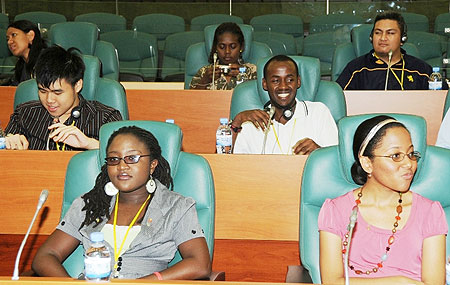 Commonwealth Youth during a visit to parliament (Photo T.Kisambira)