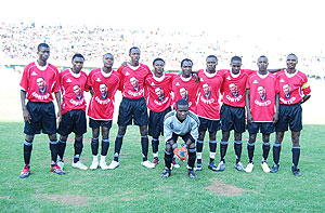 Menmbers of the Etincelles team that finished runners up to APR in the Primus League last season. In this file photo of the team was taken before a United We Stand tournament in August. (File photo)