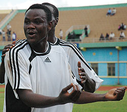 Joseph Bwalya celebrates after scoring in the league against Kiyovu on April 1, 2007 at Amohoro stadium. The Zambian striker has returned at APR for a second spell. (File photo)