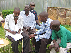 Some of the ex-combatants undergoing the screening excercise, Tuesday in Kigali (Patrick Buhigiro)