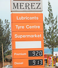 Merez service station in Gikondo had not adjusted their pumps to indicate the new prices last evening (Photo T Kisambira)