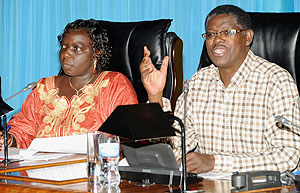 Amani President, Denis Polisi, and Vice President Stephanie Mukantagara,at Yesterday's meeting. (Photo J Mbanda)