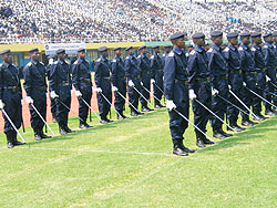 Police officers at a past parade. File photo