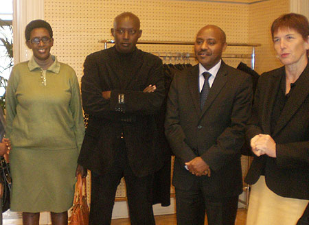 (L_R) Vice Mayor of Kicukiro, Florence Kamili Kayirabwa, Kicukiro Mayor , Paul Jules Ndamage, Ambassador Jacques Kabale and the Mayor of Saint-Ouin