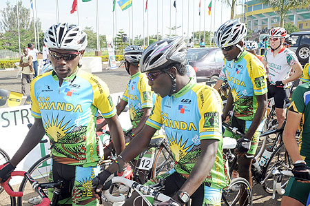 The Rwandan Team at the starting point at Amahoro stadium. (File photo0