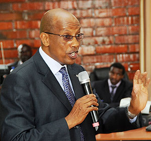 Dr. Innocent Sebasaza Mugisha, the Director of Academic Quality at HEC, addressing stakeholders yesterday (Photo; T. Kisambira)