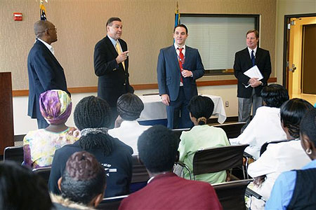 US Ambassador Stuart Symington addressing the Beneficiaries. (courtesy Photo)