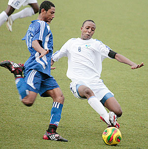 Junior Wasps skipper Emery Bayisenge in action against Zanzibar at this yearu2019s Cecafa U-20 championship. (File photo)