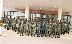 Senior members of the RDF pose for a group photo at the opening of the three-day retreat that started in Kigali yesterday (Courtsey Photo)