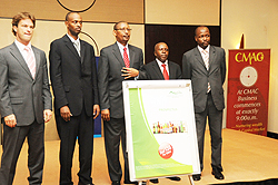 Officials unveiling the Bralirwa IPO (Photo by T.Kisambira)