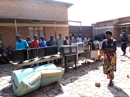 An assortment of equipment recovered by police from suspected robbers (Photo: B. Asiimwe)