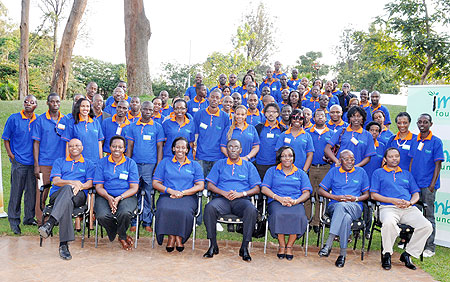 The First Lady, Mrs Jeanette Kagame, and Prime Minister Bernard Makuza with the u2018New Dawn Youth Forumu2019 speakers and participants yesterday. (Courtesy photo)