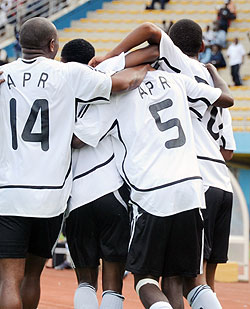 APR Players celebrate a recent league goal. (File photo)