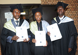 The KIE e-learning pioneer graduates during their graduation on Saturday. KIE has been recognised at the institute with most students on e-learning in Africa (Photo J Mbanda)