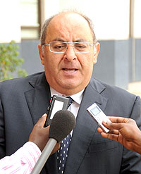 Egyptian envoy Khaled Abdel Rahman speaking to the press yesterday