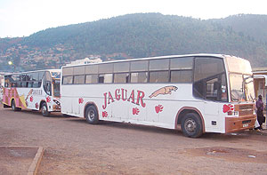 Jaguar Buses at the international terminal in Nyabugogo park. Transporters are cashing in on the festive season (File Photo)