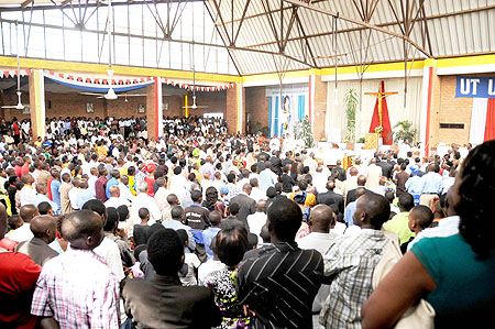 St Michele Church was filled to capacity during Christmas Day prayers (Photo / T. Kisambira)