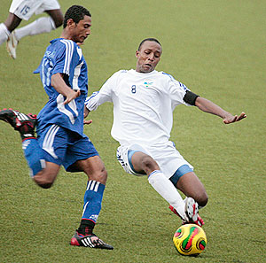 The U-17 skipper Emery Bayisenge in action against Zanzibar during this year's U-20 Cecafa tournament in Eritrea. (File Photo)