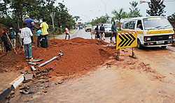 Road construction works near KBC roundabout. Works on City roads been projected to be complete ahead of time (Photo J Mbanda)