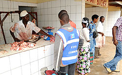 People buying meat from SATRA abattoir in Kicukiro. (Photo J Mbanda)