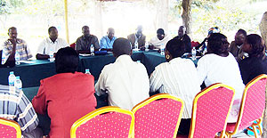 Members of Nyagatare Maize innovation platform and RIU officials during the retreat at La Palisse hotel in Gashora sector