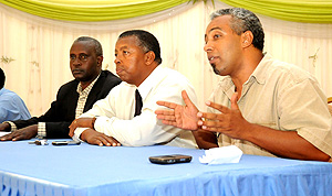 Albert Rudatsimburwa (R), Faustin Gacinya (C) and Marcel Museminali. (Photo T Kisambira)