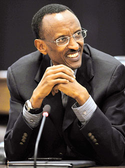 President Kagame addressing the media during his first news conference this year. (Photo Village Urugwiro)