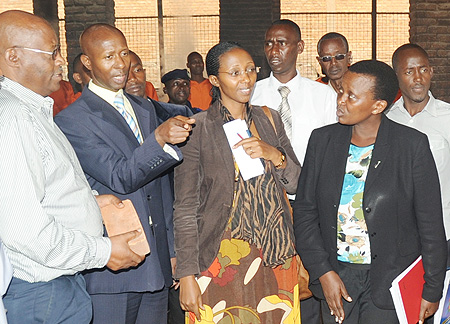 (R-L) Mary Gahonzire, the Commissioner General of Prisons, Eng. Coletha Ruhamya, the  State Minister for Water and Energy, and Mussa Fazil Hererimana, the Minister of Internal Security, during the tour of Remera Prison, yesterday.