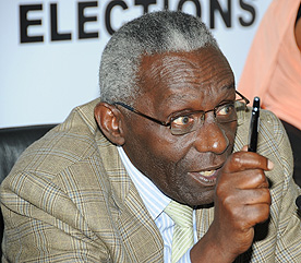 NEC chairman Prof Chrysologue Karangwa at a past press conference (File Photo)