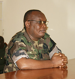 Lt Col Rugigana Ngabo before the military court on Thursday (Courtsey Photo)