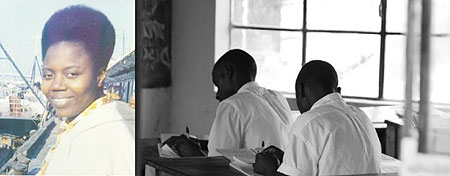 L-R : Fu00e9licitu00e9 Niyitegeka ; Nyange Secondary School students 