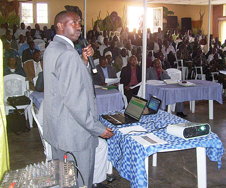 Sector and District leaders listening to the the presentation on anti-Nyakatsi in the North (Photo A.Gahene)